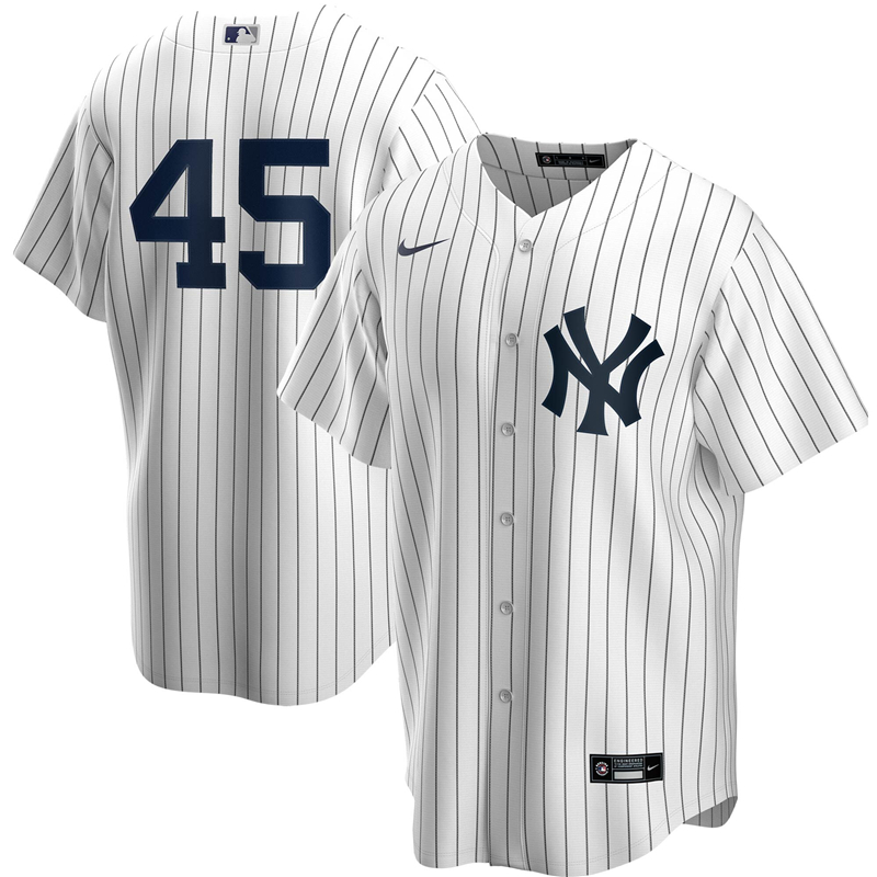 2020 MLB Men New York Yankees 45 Gerrit Cole Nike White Home 2020 Replica Player Name Jersey 1